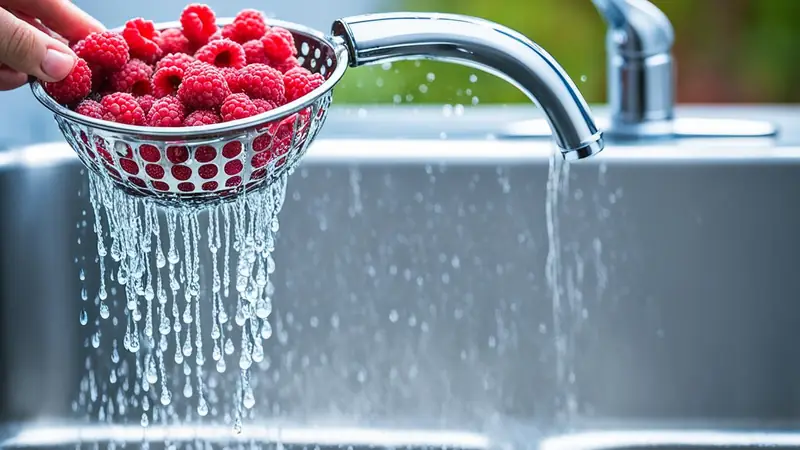 Wash Raspberries - photo from the RecipePi guide